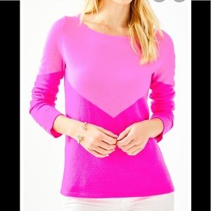 NWT Lilly Pulitzer 🌴💖 Brigitte Cashmere Chevron Sweater Pink XXS